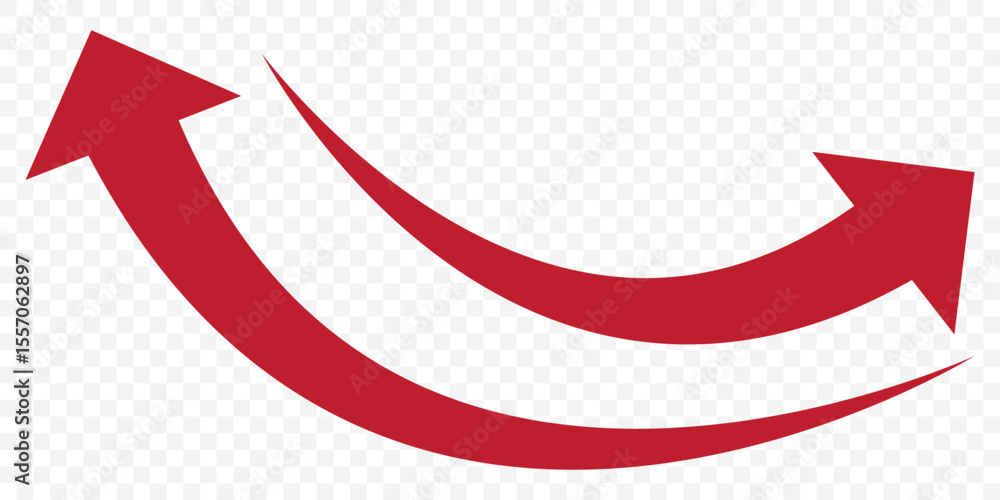 Poster long curved arrow icon vector. red long arrow vector. flat style arrow symbol. red silhouette of lon