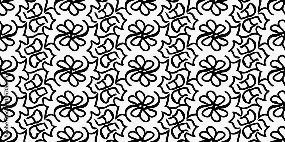 Poster geometric floral pattern: elegant and intricate floral motif in a monochrome design. the artwork rep