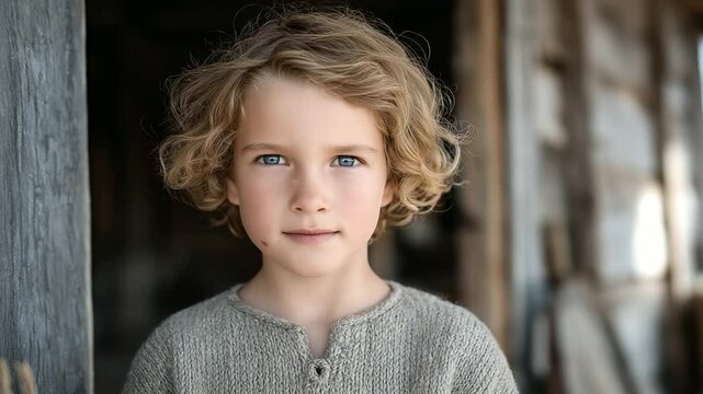 Young Viking Boy in Training with Determined Expression
