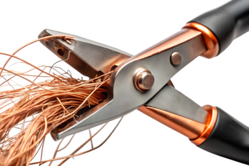 Copper wire clamped isolated on transparent background