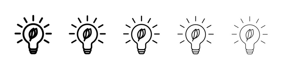 Eco light bulb icon vector outline symbol or illustration