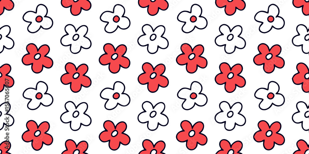 Aufkleber floral pattern: a charming and playful pattern of stylized flowers in contrasting colors. capturing 