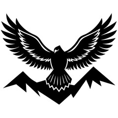 eagle with wings  silhouette on white background