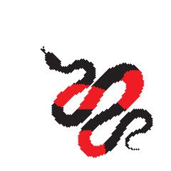 Pixel snake icon, 8 bit viper symbol, retro style computing serpent sign, simple snake silhouette