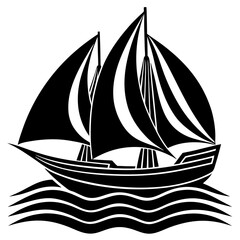 sailing ship vector illustration  silhouette on white background