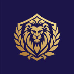 Lion Head Shield Leaf Silhouette Logo