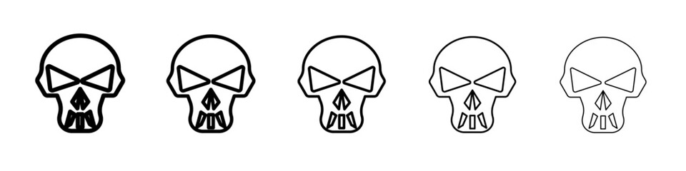 Evil skull icon vector outline symbol or illustration
