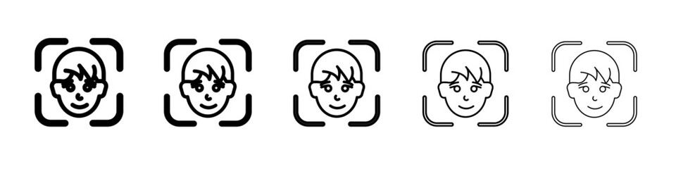 face detection icon vector outline symbol or illustration