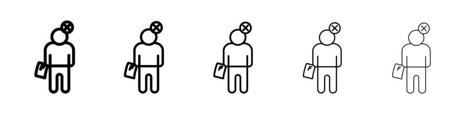 Fail or failure icon vector outline symbol or illustration