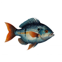 Fototapeta premium Illustration of a blue and orange fish swimming against a black background