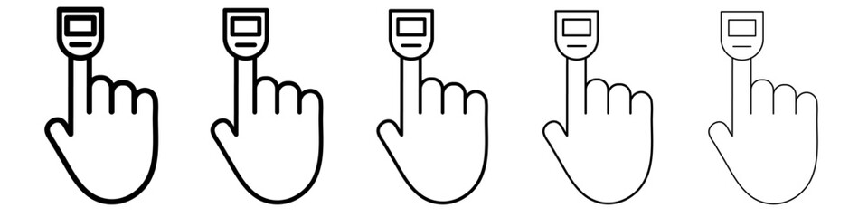 Fingertip pulse oximeter icon vector outline symbol or illustration