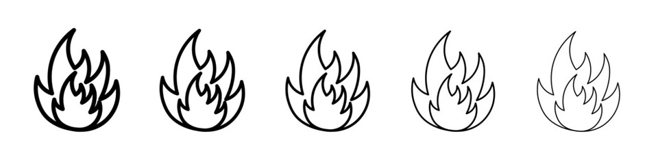 fire icon vector outline symbol or illustration