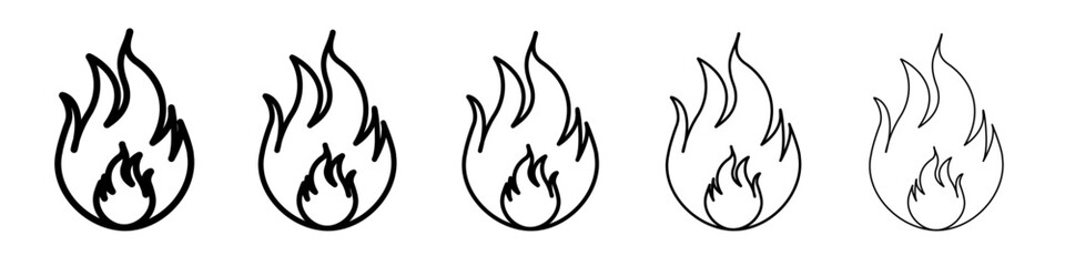Fire flame icon vector outline symbol or illustration