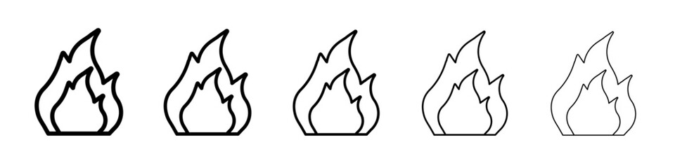 fire icon vector outline symbol or illustration