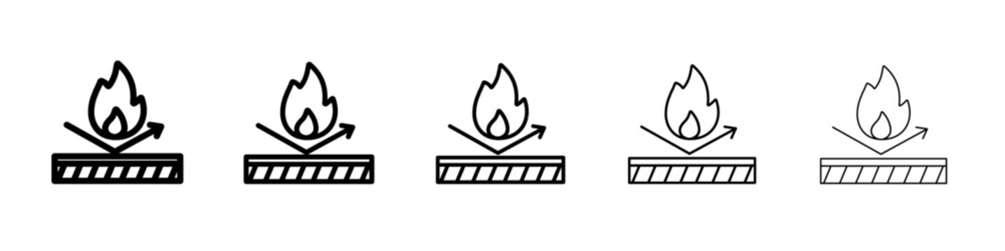 fire resistance icon vector outline symbol or illustration