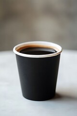 Black Coffee Cup with Marble Table.