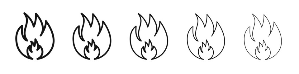 Flame fire icon vector outline symbol or illustration