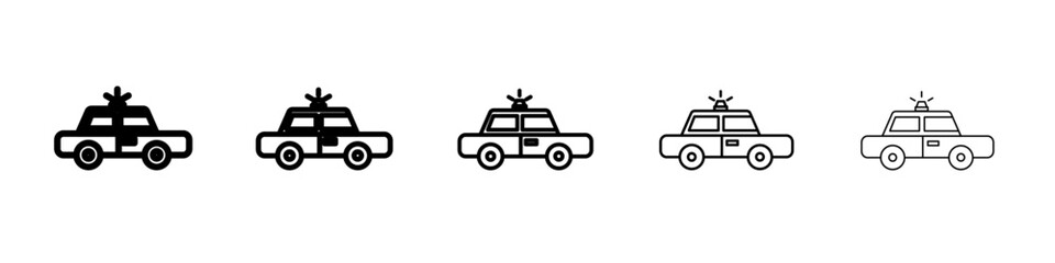 Flashing police car icon vector outline symbol or illustration
