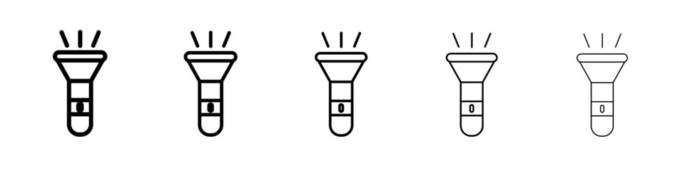 Flashlight icon vector outline symbol or illustration