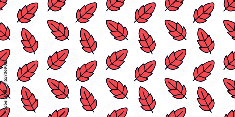 Aufkleber crimson leaf pattern: a captivating pattern of repeating, stylized crimson leaves, offering a seamle