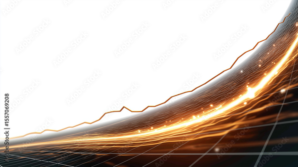 Poster visualizing growth and momentum: an abstract image of a line graph soaring upwards, interwoven with 