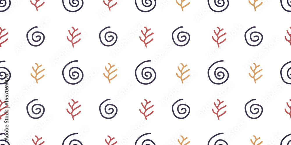 Aufkleber abstract seamless swirl and leaf pattern: a seamless pattern features swirling designs and stylized 