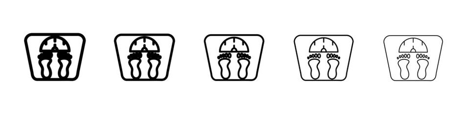 Footprint on weight scale icon vector outline symbol or illustration