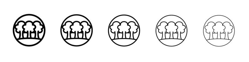 Forest and park trees icon vector outline symbol or illustration