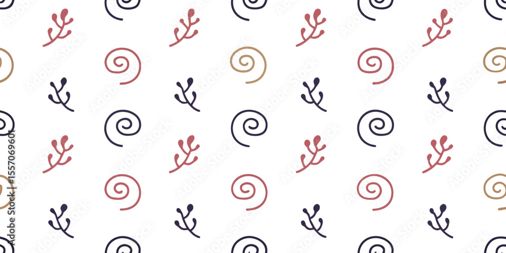 Aufkleber whimsical pattern: an inviting, repeating pattern of stylized floral elements, arranged in a playful