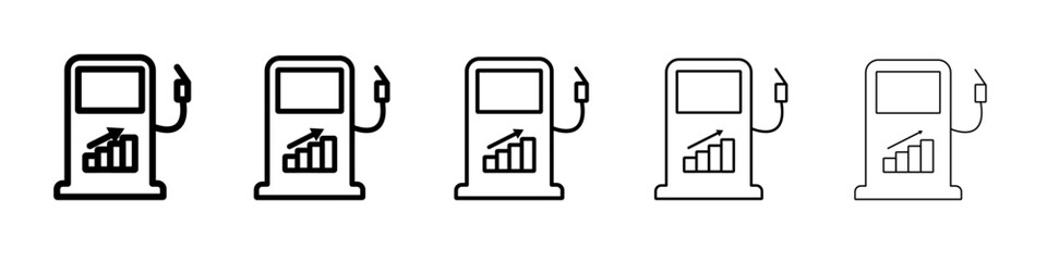 Fuel price increase icon vector outline symbol or illustration