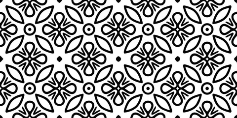 Elegant Monochrome Pattern: A captivating monochrome pattern showcasing intricate floral and geometric motifs, creating a visually stunning design suitable for various artistic applications.