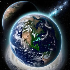 Focus on earth, conceptual composite illustration