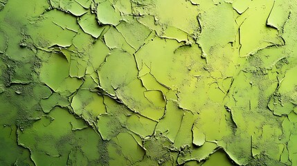 Cracked Green Textured Wall.