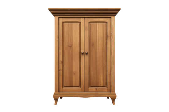 A sturdy and elegant wooden armoire reflecting timeless craftsmanship and old world charm for on transparent background - Powered by Adobe