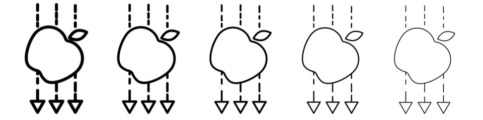 Gravity icon vector outline symbol or illustration