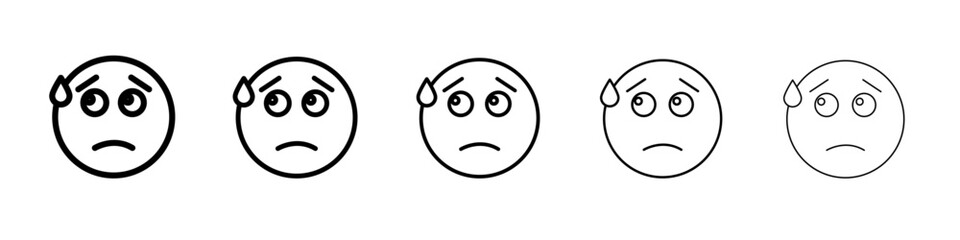 Guilty face emoji icon vector outline symbol or illustration