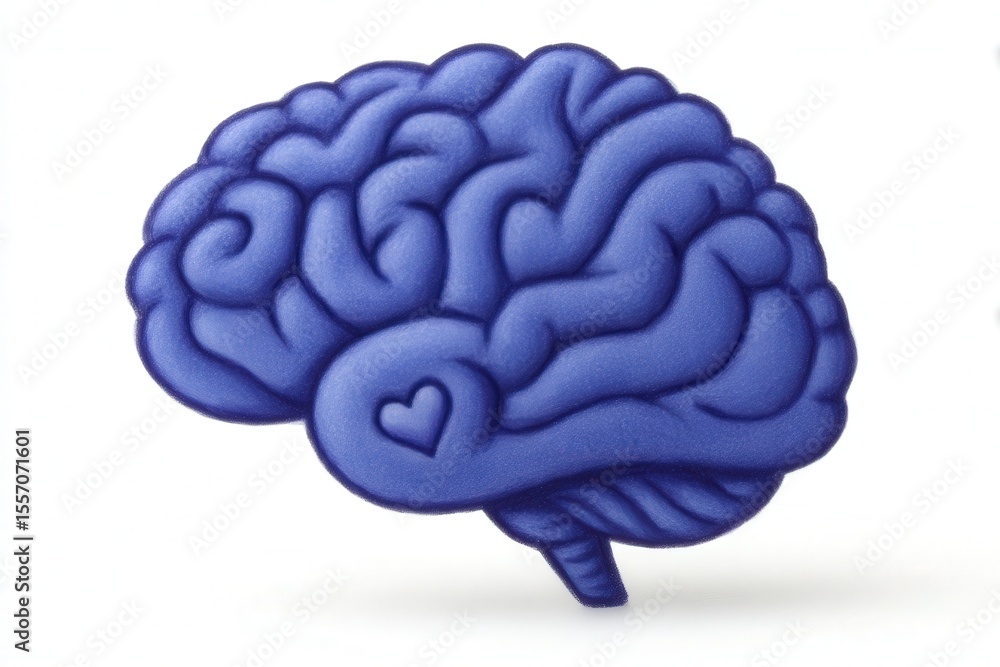Aufkleber unique representation of a blue brain design exhibiting intricate cerebral folds and a small heart m