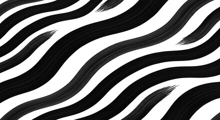 Abstract Black and White Wavy Lines Pattern Seamless Texture