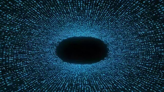 Flowing Digital Binary Code in Glowing Blue Light &ndash; Abstract Data Stream and Technology Depth Concept