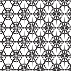 Bold Black Ornamental Seamless Pattern – Geometric Floral Tile Design in Monochrome