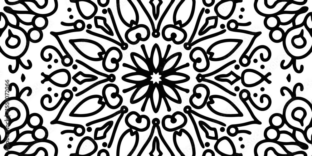 Aufkleber mandalas pattern: artistic symmetry in every line, an intricate mandala design in black and white, i