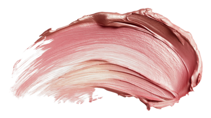 Smudge of highlighter makeup with metallic pink and champagne tones, cinematic lighting, isolated on white, PNG