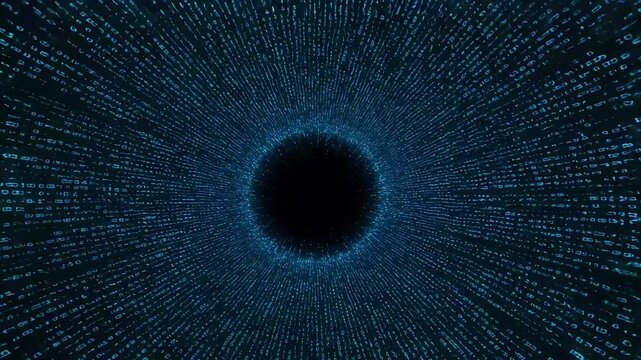 Flowing Digital Binary Code in Glowing Blue Light &ndash; Abstract Data Stream and Technology Depth Concept
