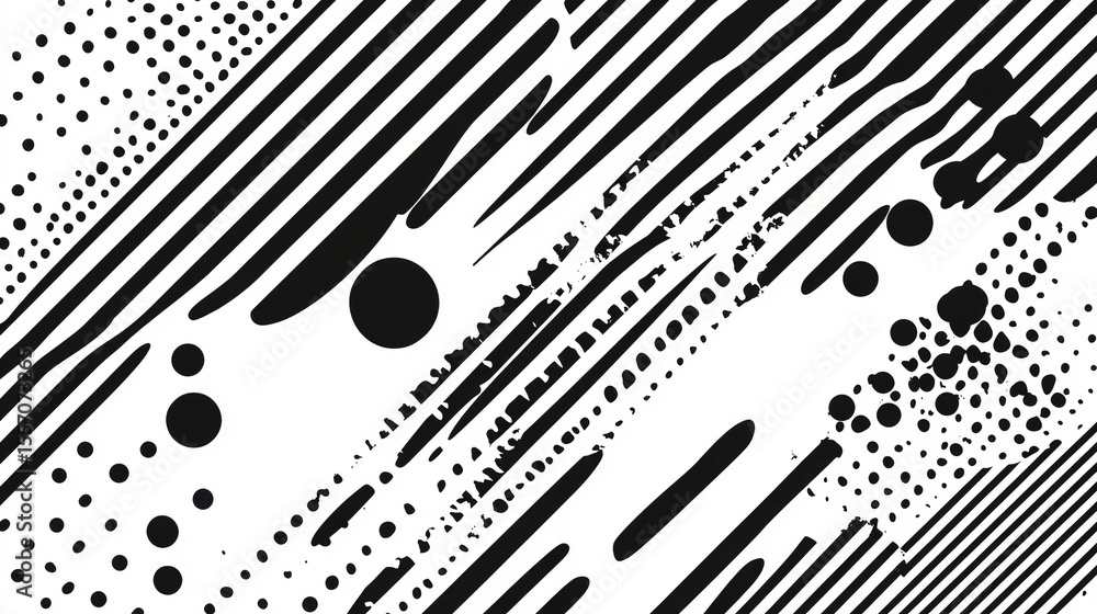 Poster abstract black and white minimalist design with dynamic lines and shapes