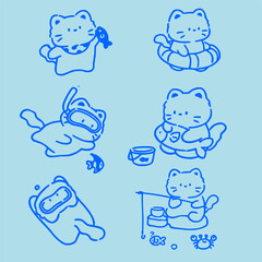 Doodle  cat and words pattern ,Cute cats illustration,Vector seamless pattern with cats