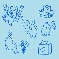 Doodle  cat and words pattern ,Cute cats illustration,Vector seamless pattern with cats