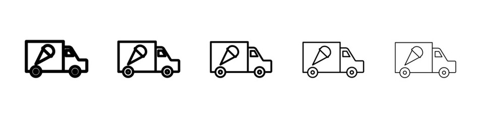 Ice cream van icon vector outline symbol or illustration