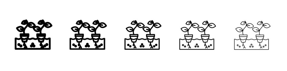 Hydroponics farming pot icon vector outline symbol or illustration
