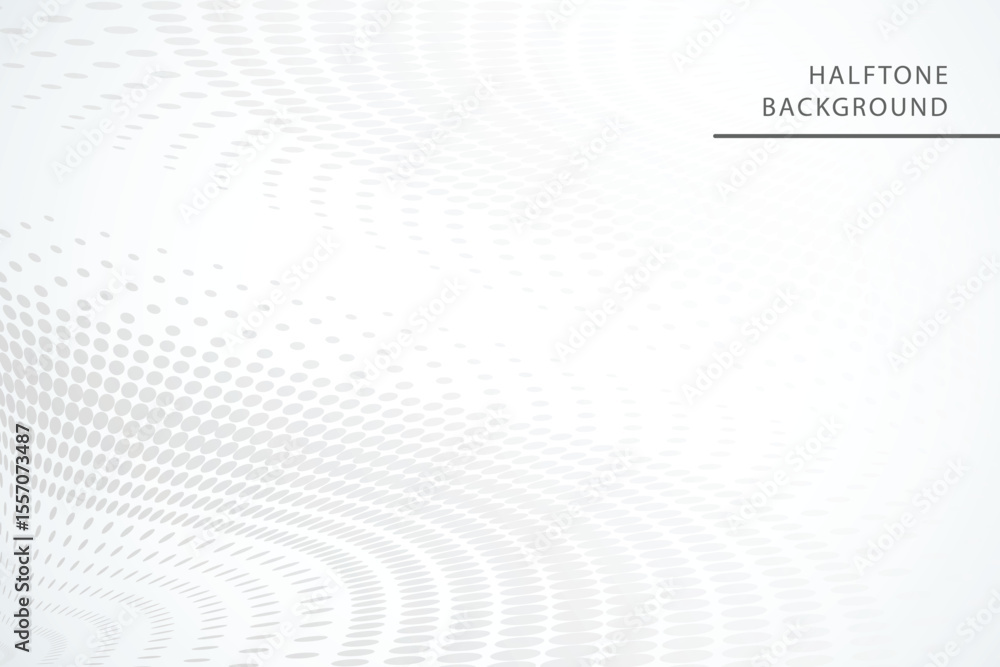 Poster white halftone background with gray dots and subtle wave pattern design isolated on transparent back
