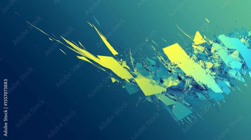 Poster dynamic abstract composition with geometric shapes and vibrant color palette